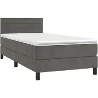 Syfax Cama box spring con colchón terciopelo gris oscuro 80x200 cm