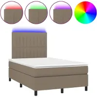 Syfax Cama box spring con colchón y LED tela gris taupe 120x200 cm