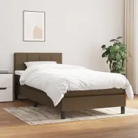 Prolenta Maison Exclusive - Base de cama con somier y colchón, color marrón oscuro, 80x200 cm, material: textil