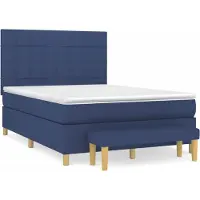 Syfax Cama box spring con colchón tela azul 140x190 cm