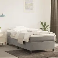 Prolenta Maison Exclusive: Base de cama con somier y colchón, color gris claro, 90x200 cm, tapizada en terciopelo