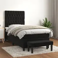 Prolenta Maison Exclusive: Base de cama con somier y colchón, color , 90x190 cm, tapizada en terciopelo