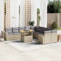 Prolenta Maison Exclusive: Juego de jardín de 11 piezas con cojines, color beige, fabricado en polirratán