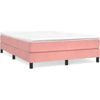Syfax Cama box spring con colchón terciopelo rosa 140x200 cm