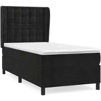 Syfax Cama box spring con colchón terciopelo negro 80x200 cm