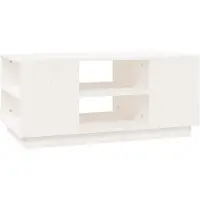 Syfax Mesa de centro de madera maciza de pino blanco 90x49x40,5 cm