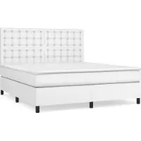 Syfax Cama box spring con colchón cuero sintético blanco 180x200 cm