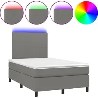 Syfax Cama box spring con colchón y LED tela gris oscuro 120x200 cm