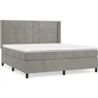 Syfax Cama box spring con colchón terciopelo gris claro 180x200 cm