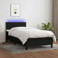 Prolenta Maison Exclusive - Base de cama con somier y colchón, con iluminación LED, color , 90x190 cm, tapizada en tela