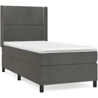 Syfax Cama box spring con colchón terciopelo gris oscuro 90x190 cm