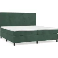Syfax Cama box spring con colchón terciopelo verde oscuro 200x200 cm