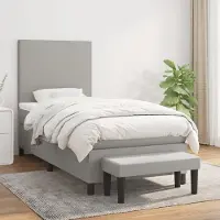 Prolenta Maison Exclusive - Base de cama con somier y colchón, color gris claro, 80 x 200 cm, material textil