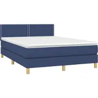 Syfax Cama box spring con colchón tela azul 140x190 cm