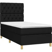 Syfax Cama box spring con colchón tela negro 80x200 cm