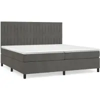 Syfax Cama box spring con colchón terciopelo gris oscuro 200x200 cm