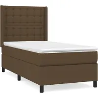 Syfax Cama box spring con colchón tela marrón oscuro 90x200 cm