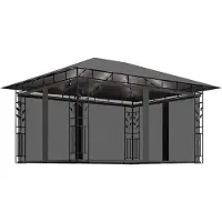 Syfax Cenador con mosquitera tira luz LED antracita 4x3x2,73m 180g/m²