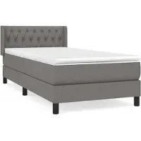 Syfax Cama box spring con colchón tela gris oscuro 90x200 cm