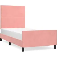 Syfax Estructura de cama sin colchón terciopelo rosa 90x190 cm