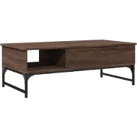 Syfax Mesa de centro madera ingeniería metal marrón 100x50x35 cm