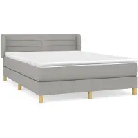 Syfax Cama box spring con colchón tela gris claro 140x200 cm