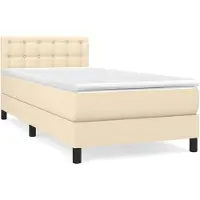 Syfax Cama box spring con colchón tela color crema 80x200 cm