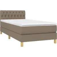 Syfax Cama box spring con colchón tela gris taupe 100x200 cm