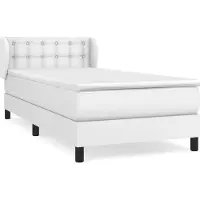 Syfax Cama box spring con colchón cuero sintético blanco 100x200 cm