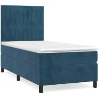 Syfax Cama box spring con colchón terciopelo azul oscuro 90x190 cm