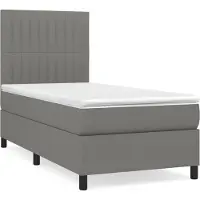 Syfax Cama box spring con colchón tela gris oscuro 90x200 cm