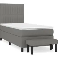Syfax Cama box spring con colchón tela gris oscuro 90x200 cm