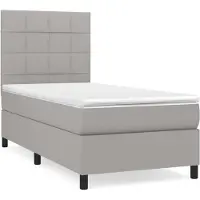 Syfax Cama box spring con colchón tela gris claro 80x200 cm
