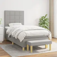 Prolenta Maison Exclusive - Base de cama con somier y colchón, color gris claro, 90x200 cm, tejido
