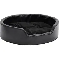 Syfax Cama para perros felpa y cuero sintético negra 69x59x19 cm