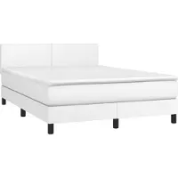 Syfax Cama box spring con colchón cuero sintético blanco 140x200cm
