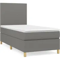 Syfax Cama box spring con colchón tela gris oscuro 100x200 cm