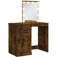 Syfax Tocador con luces LED roble ahumado 90x42x132,5 cm