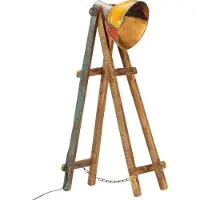 vidaXL Lámpara de pie multifuncional, bombilla E27, madera maciza de mango ()