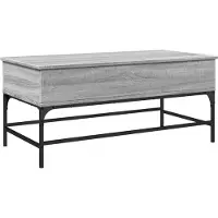 Syfax Mesa de centro madera ingeniería metal gris Sonoma 100x50x45 cm