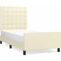 Syfax Estructura de cama sin colchón cuero sintético crema 90x200 cm