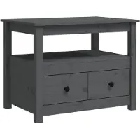 Syfax Mesa de centro de madera maciza de pino gris 71x49x55 cm