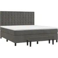 Syfax Cama box spring con colchón terciopelo gris oscuro 180x200 cm