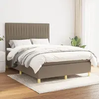 Prolenta Maison Exclusive: Base de cama con somier y colchón, color taupe, 140x190 cm, tapizado en tela