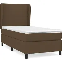 Syfax Cama box spring con colchón tela marrón oscuro 100x200 cm