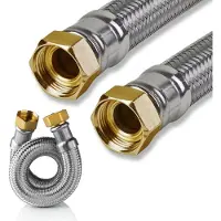 Tucai SA Manguera corrugada de acero inoxidable, 1 pulgada, DN25, longitud de 300 mm a 1500 mm, certificada por DVGW
