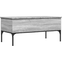 Syfax Mesa de centro madera ingeniería metal gris Sonoma 100x50x45cm