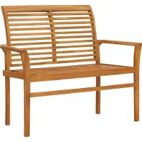 The Living Store Banco de jardín de la marca Living Store, con cojín rojo, de 112 cm de largo, fabricado en madera de teca maciza