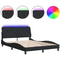 Syfax Estructura de cama con LED sin colchón terciopelo negro 120x200 cm