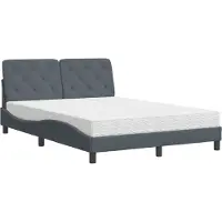 Syfax Cama con colchón terciopelo gris oscuro 140x200 cm